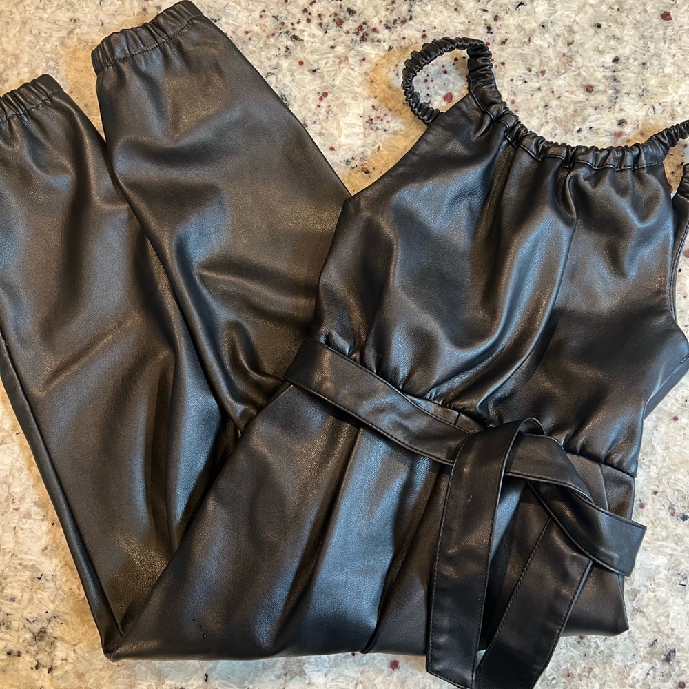 Girls Zara leather jumpsuit